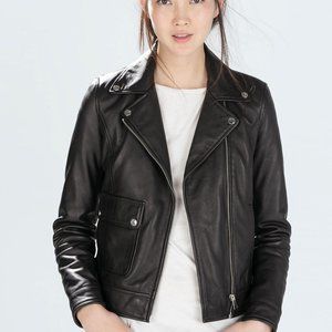 zara genuine leather jacket